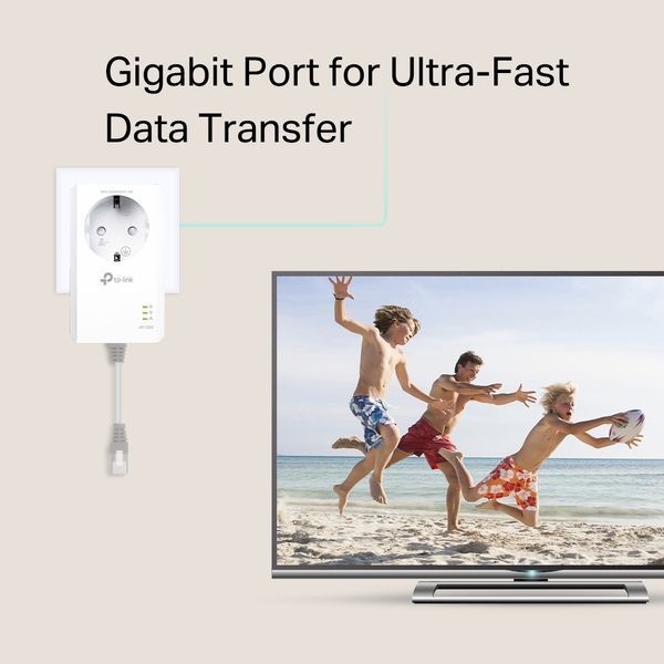 Powerline Adapter TP-Link, TL-PA7017P KIT, AV1000, 1xGbit Port, Passthrough 114361 Imagini