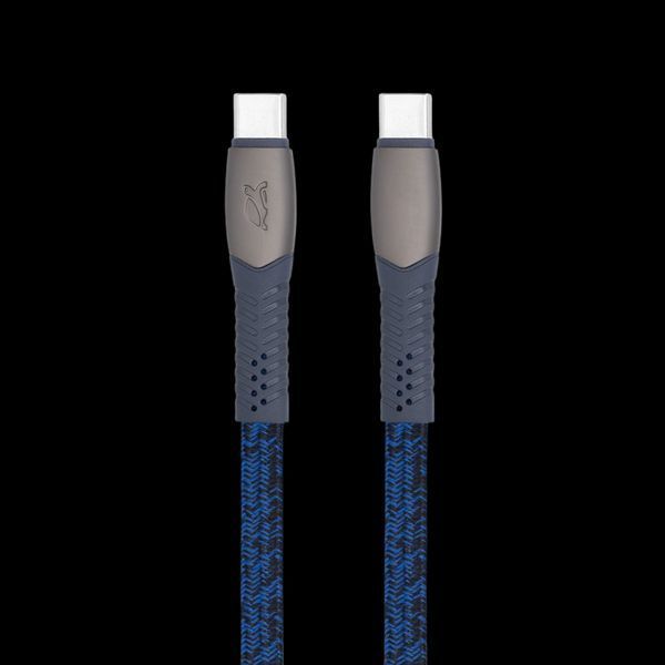 Type-C to Type-C Cable Rivacase PS6105 BL12, nylon braided, 1.2M, Blue 209129 фото