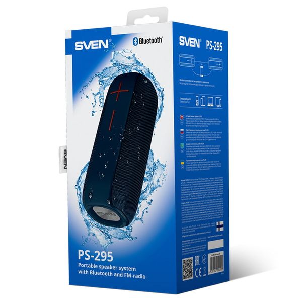 Speakers SVEN "PS-295" 20w, Blue, Waterproof (IPx6), TWS, Bluetooth, FM, USB, microSD, 3000mA*h 129501 фото