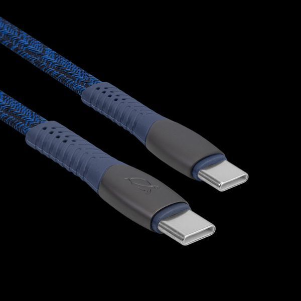 Type-C to Type-C Cable Rivacase PS6105 BL12, nylon braided, 1.2M, Blue 209129 фото