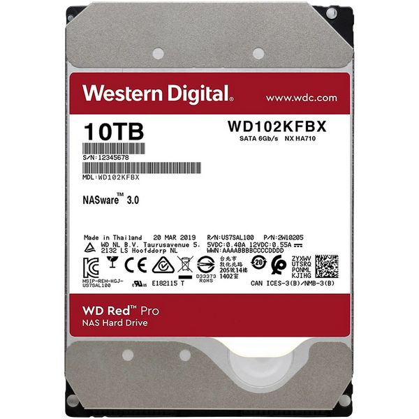 3.5" HDD 10.0TB-SATA- 256MB Western Digital "Red Pro (WD102KFBX)", NAS, CMR, 7200rpm, 2M (MTBF) 214062 фото