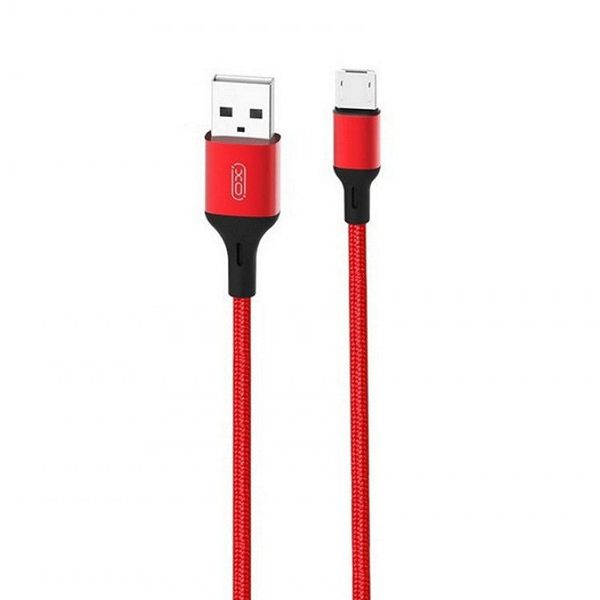 Micro-USB Cable XO, Braided NB143, 2M, Red 128759 фото