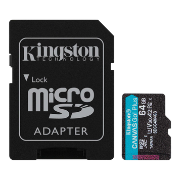 ..64GB MicroSD (Class 10) UHS-I (U3) +SD adapter, Kingston Canvas Go! Plus Gen 4 "SDCG4/64GB" (R:200 232662 фото