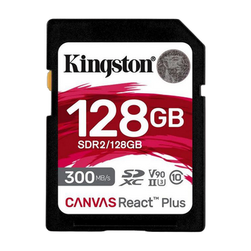 .128GB SDXC Card (Class 10) UHS-II , U3, Kingston Canvas React Plus "SDR2/128GB" (R/W:300/260MB/s) 146137 фото