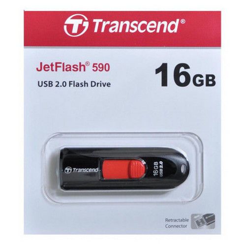 16GB USB2.0 Flash Drive Transcend "JetFlash 590", Black, Slider (R/W:18/6MB/s) 65262 фото