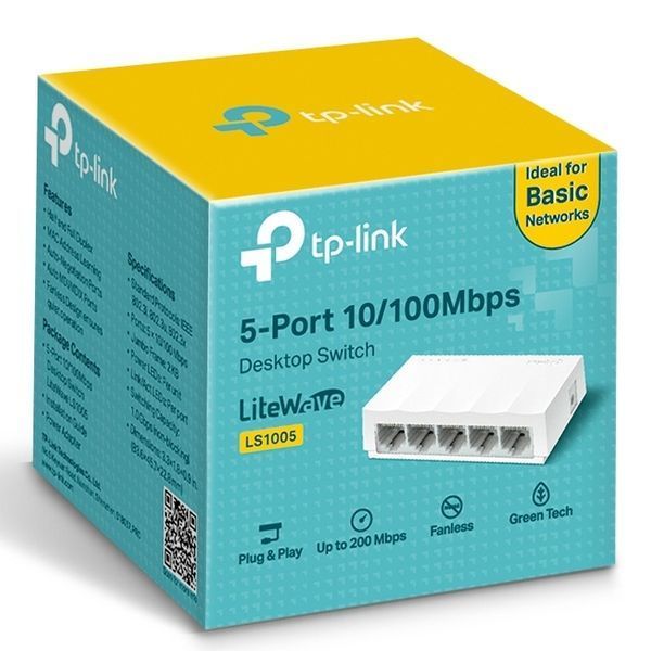 .5-port 10/100Mbps Desktop Switch TP-LINK LiteWave "LS1005", Plastic Case 113066 фото