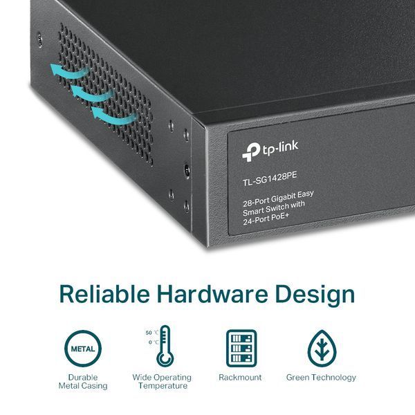 28-port Gigabit EasySmart PoE+ Switch TP-LINK "TL-SG1428PE", 24xPoE+ ports, 2xSFP Slots, 250W Budget 144983 Imagini