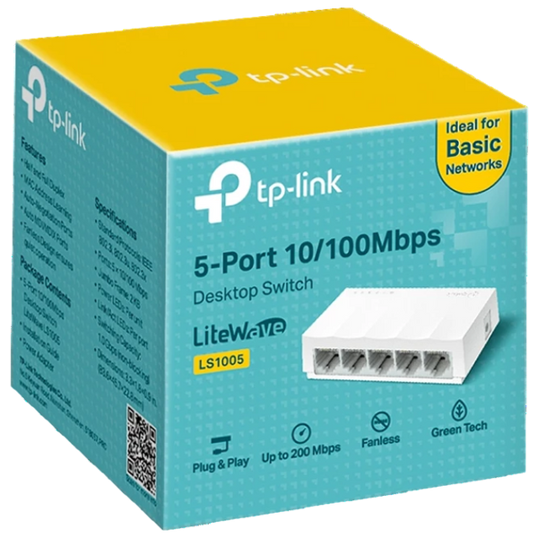.5-port 10/100Mbps Desktop Switch TP-LINK LiteWave "LS1005", Plastic Case 113066 фото