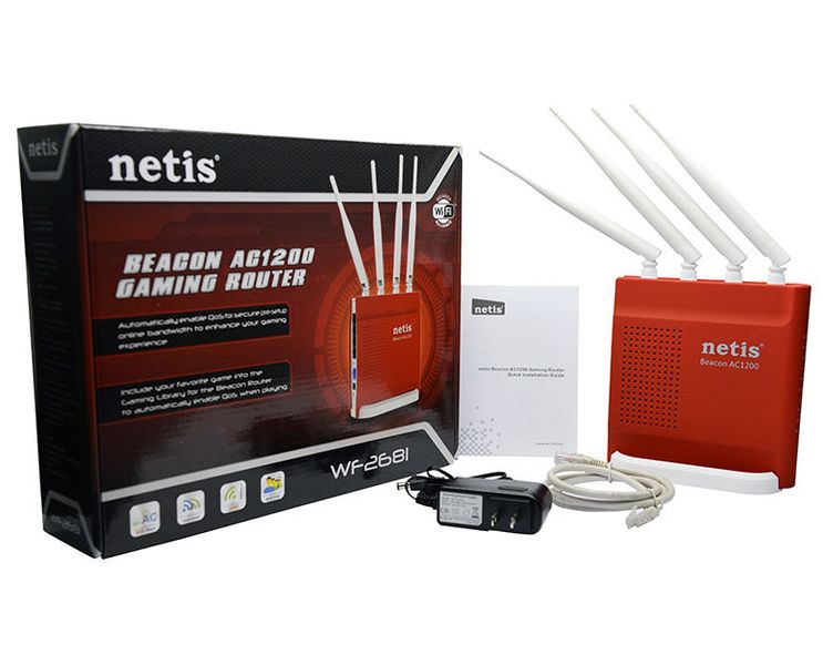 Wi-Fi AC Dual Band Netis Gaming Router, "WF2681", 1200Mbps, Gbit Ports, MIMO 77089 фото