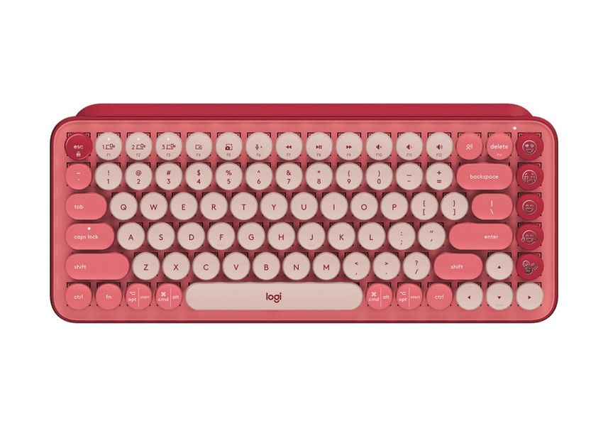 Wireless Keyboard Logitech POP Keys, Mechanical, Compact design, Emoji Keys, 2xAAA, BT/2.4, Rose 142389 фото