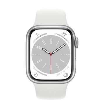 Apple Watch Series 8 GPS, 41mm Silver Aluminium Case with White Sport Band, MP6K3 147336 фото