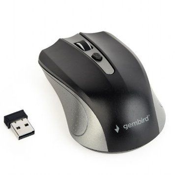 Wireless Mouse Gembird MUSW-4B-04-GB Optical 800-1600 dpi 4 buttons, Ambidextrous, 2xAAA, Grey/Black 105904 фото