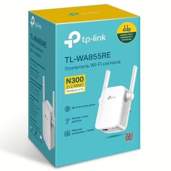 Wi-Fi N Range Extender/Access Point TP-LINK "TL-WA855RE", 300Mbps, MIMO, Integrated Power Plug 77996 фото