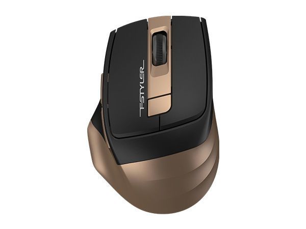 Wireless Mouse A4Tech FG35, Optical, 1000-2000 dpi, 6 buttons, Ergonomic, 1xAA, Black/Bronze, USB 112671 фото