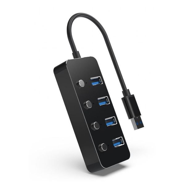 USB 3.0 Hub 4-port with switches, Gembird "UHB-U3P4-01", Black 203024 фото