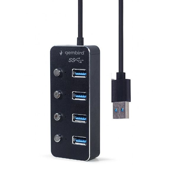 USB 3.0 Hub 4-port with switches, Gembird "UHB-U3P4-01", Black 203024 фото