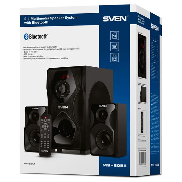 Speakers SVEN "MS-2055" SD-card, USB, FM, remote control, Bluetooth, Black, 55w/30w + 2x12.5w/2.1 89029 фото