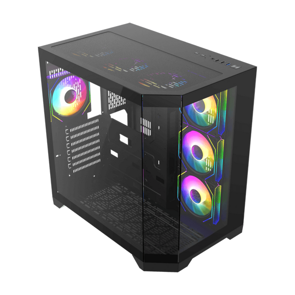 Case ATX GAMEMAX HYPE-A , w/o PSU, 0.5mm, 4x120mm ARGB Ventilators, ARGB Hub, Front&Side Tempered Glass, D 224523 Imagini