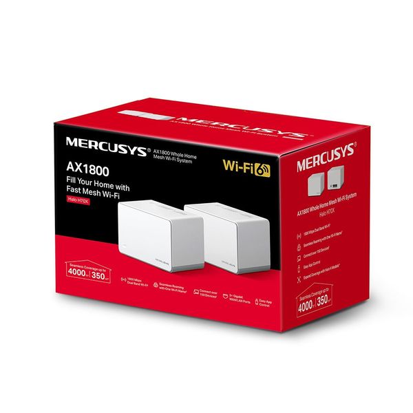 Whole-Home Mesh Dual Band Wi-Fi 6 System MERCUSYS, "Halo H70X(2-pack)", 1800Mbps, MU-MIMO,Gbit Ports 200493 фото