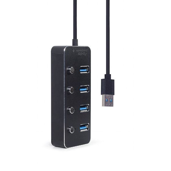 USB 3.0 Hub 4-port with switches, Gembird "UHB-U3P4-01", Black 203024 фото