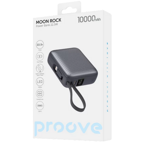 Портативное зарядное устройство 10000mAh Proove Moon Rock 22.5W, Gray 243634 фото