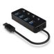 USB 3.0 Hub 4-port with switches, Gembird "UHB-U3P4-01", Black 203024 фото 1