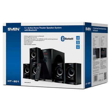 Audio System 5.1 SVEN "HT-201" 80w, USB, SD, FM, Display, RC, Black 84192 фото