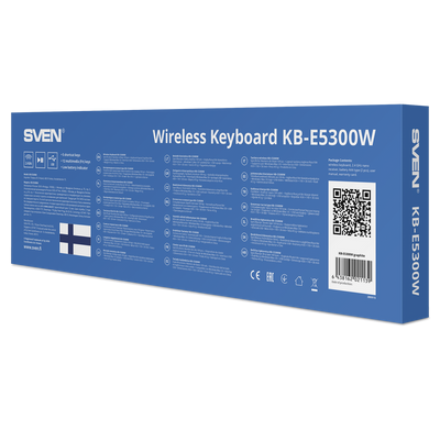 Wireless Keyboard SVEN KB-E5300W,12 Fn keys, Battery indicator., 2xAAA, 2.4 Ghz, Black 207684 фото