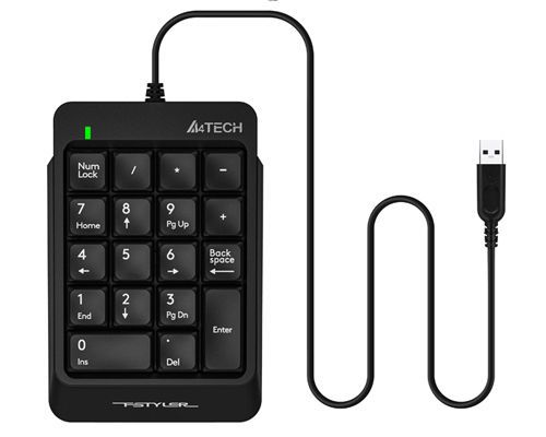 Numeric Keypad A4tech FK13P, Slim Profile, Round-Square Keycaps, High-Elasticity Silicon, USB, Black 116175 фото