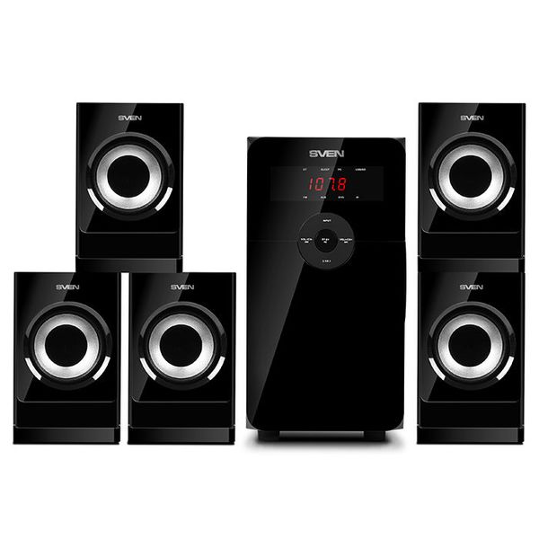 Audio System 5.1 SVEN "HT-201" 80w, USB, SD, FM, Display, RC, Black 84192 фото