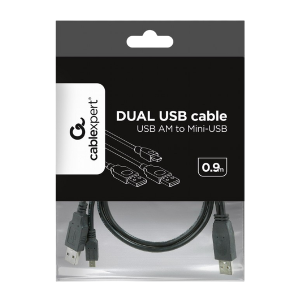 Cable Mini dual USB2.0, Mini B - 2AM, 0.9 m, Cablexpert, High quality, CCP-USB22-AM5P-3 202940 фото