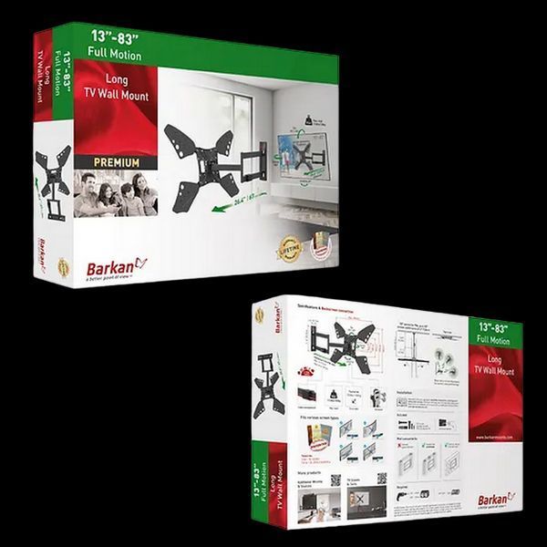 Wall Mount Barkan ''3400L'' Black 13"-83" Full Motion, max.50kg, VESA mm: up to 600x400mm 208167 фото