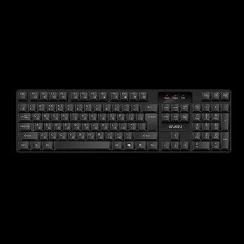 Wireless Keyboard SVEN KB-C2300W, Fn keys, Splash proof, Battery indicator, 2xAA, 2.4Ghz, EN/RU, Bla 208591 фото