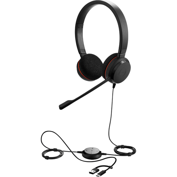 Headset Jabra Evolve 20 SE, Stereo MS, USB C/A adapter, Leather, Black 236128 фото