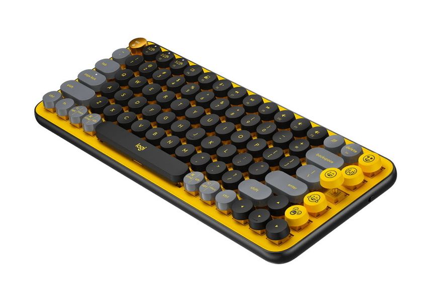 Wireless Keyboard Logitech POP Keys, Mechanical, Compact design, Emoji Keys, 2xAAA, BT/2.4, Yellow 140058 фото