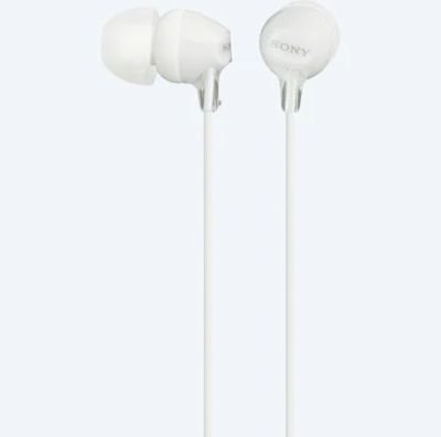 Earphones SONY MDR-EX15LP, 3pin 3.5mm jack L-shaped, Cable: 1.2m, White 128678 фото