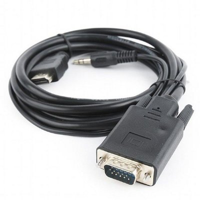Cable HDMI to VGA+3.5mm jack 3.0m Cablexpert male-male, V1.4, Black, A-HDMI-VGA-03-10 84354 фото