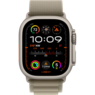Apple Watch Ultra 2 GPS + Cellular 49mm Titanium Case with Olive Alpine Loop - Medium, MREY3 209175 фото