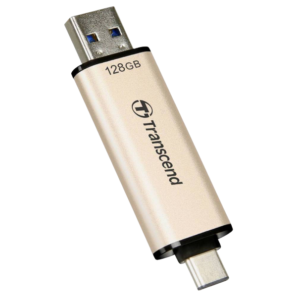128GB USB3.1/Type-C Flash Drive Transcend "JetFlash 930C", Gold, Classic Cap,OTG (R/W:420/400MB/s) 127071 фото