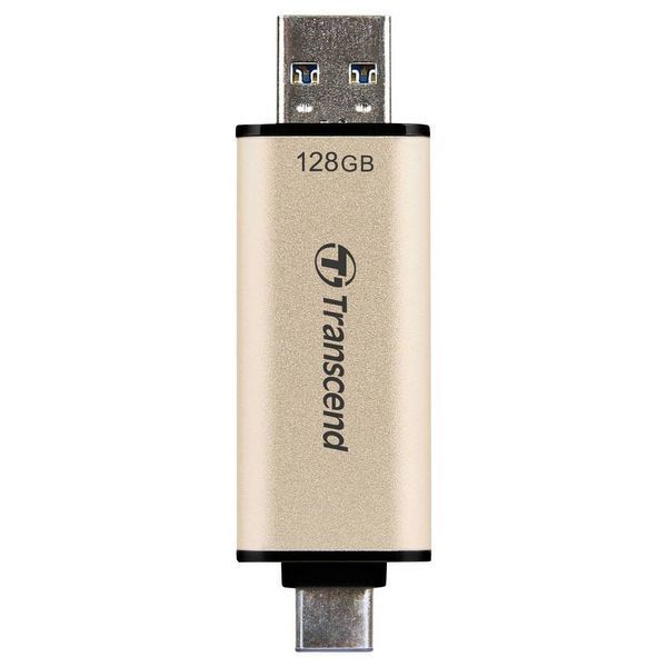 128GB USB3.1/Type-C Flash Drive Transcend "JetFlash 930C", Gold, Classic Cap,OTG (R/W:420/400MB/s) 127071 фото