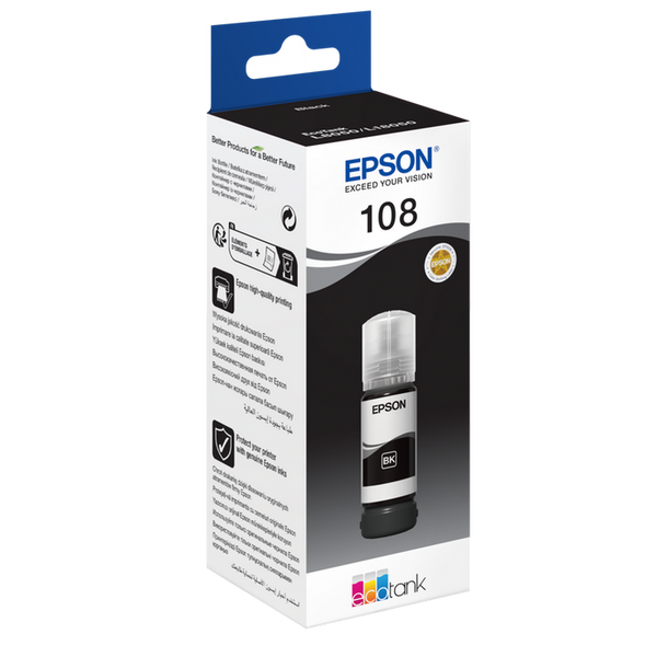 Ink Epson C13T09C14A, 108 EcoTank Black ink bottle 211264 фото