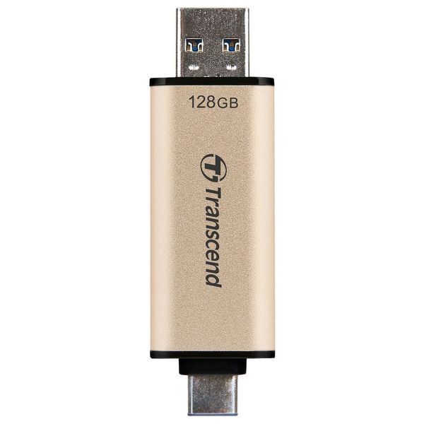 128GB USB3.1/Type-C Flash Drive Transcend "JetFlash 930C", Gold, Classic Cap,OTG (R/W:420/400MB/s) 127071 фото