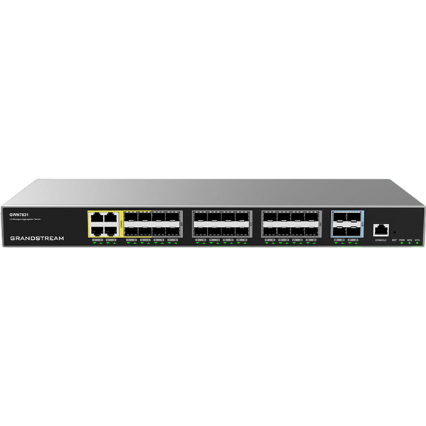 32-ports Layer 3 Aggregation Switch Grandstream "GWN7831", 4xGbit Combo, 24xSFP, 4x10Gbit SFP+, Cons 212600 фото