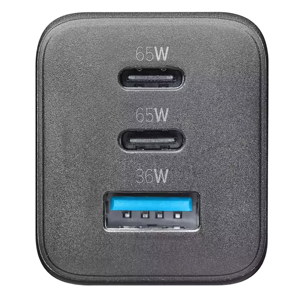 Зарядное устройство GAN Cellularline, 3 Ports, 2 PD + USB, 65W, Black 145679 фото