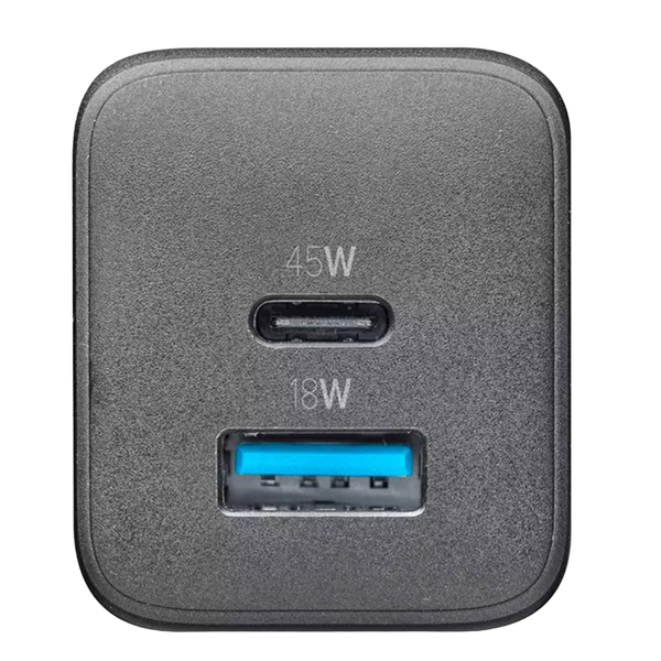 Зарядное устройство GAN Cellularline, 2 Ports, PD + USB, 45W, Black 145680 фото
