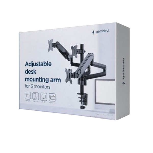 Table/desk 3-display mounting arm Gembird (rotate,tilt,swivel),17”-27”,up to 7 kg,VESA:75x75,100x100 209300 фото