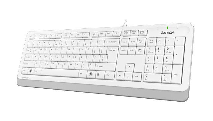 Keyboard A4Tech FK10, Multimedia Hot Keys, Laser Inscribed Keys , Splash Proof, White/Grey, USB 112651 фото