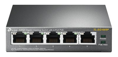 .5-port Gigabit Switch TP-LINK "TL-SG1005P", with 4-Port PoE, steel case, 65W Budget 87071 фото
