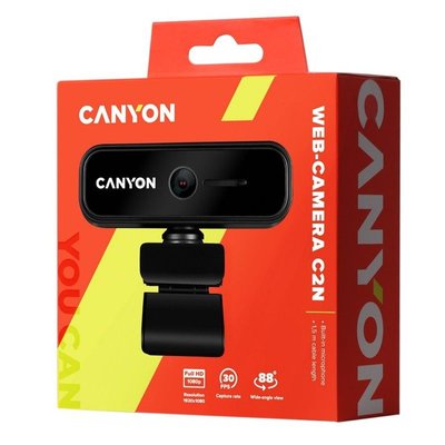 PC Camera Canyon C2N, 1080p/30fps, Sensor 2 MP, FoV 88°, Shutter, Microphone, Black 124824 фото