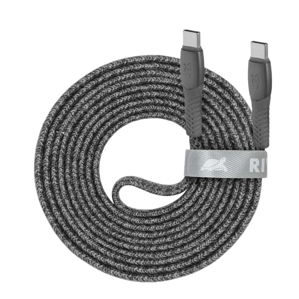 Type-C to Type-C Cable Rivacase PS6105 GR21, nylon braided, 2.1M, Gray 209131 фото